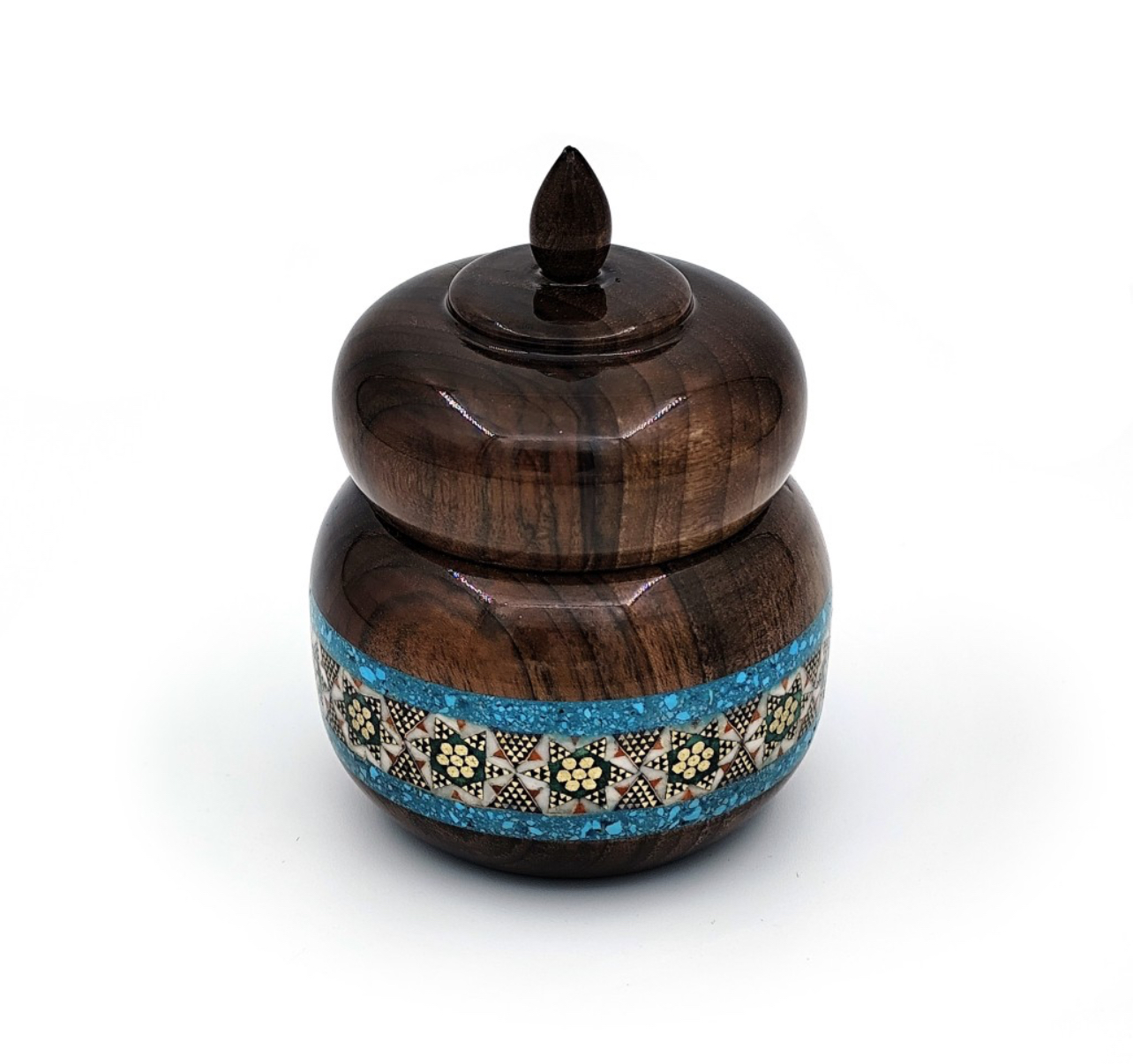 دوات نفیس چوب گردو خاتم فیروزه (پر پن) کد 1-942